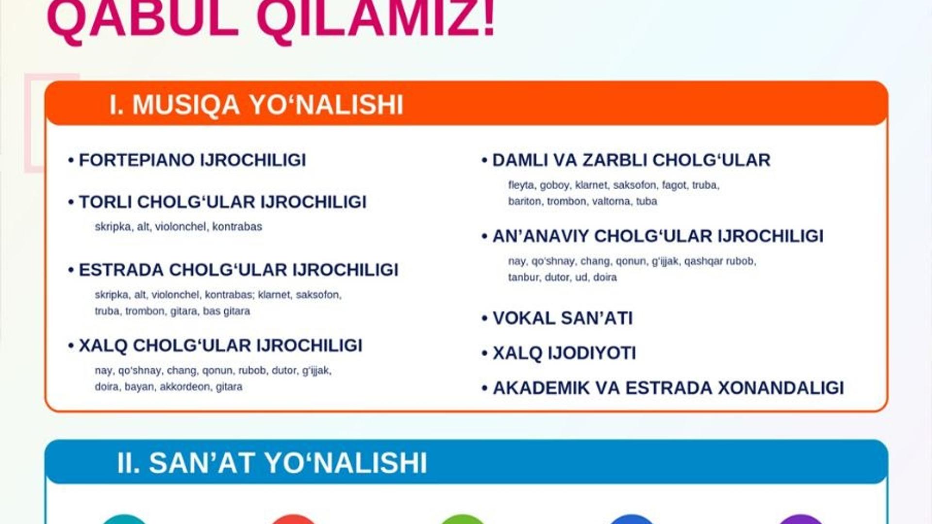 Yangi o'quv yiliga qabul qilamiz